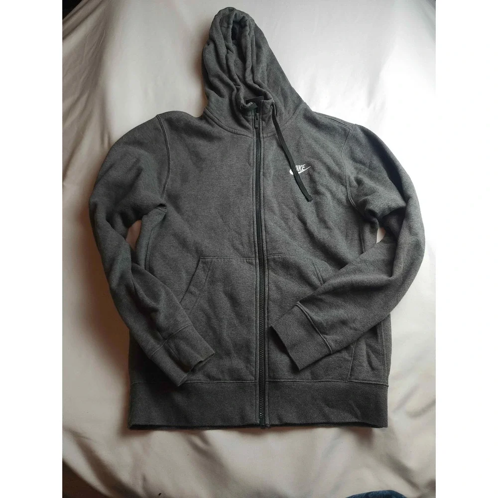 Nike Mens Sportswear Club Fleece Full Zip Hoodie Charcoal Grey Heather Small